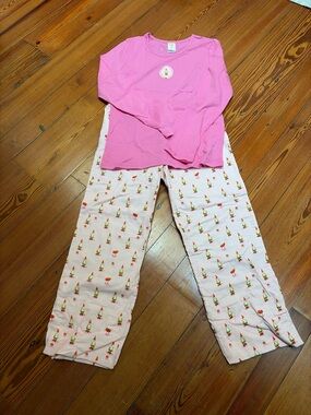 Munki Munki Pink Long-Sleeve Pajama Set with Patterned Pants